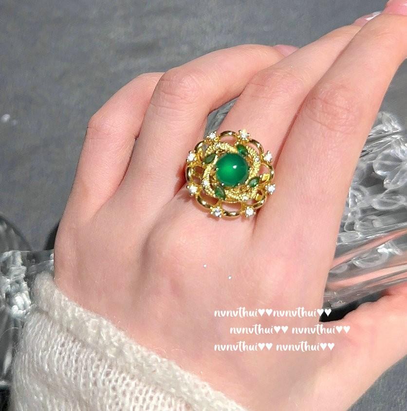 Chalcedony Wreath Gemstone Necklace, Kind Of Water Yingying, Plated With 18K Gold, Honeycomb Agate Flower Zircon Ring.