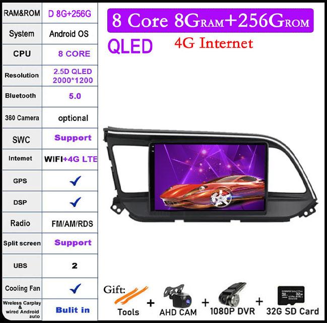 DSP Android 14 For Hyundai Elantra 6 2019 2020 QLED IPS Car Stereo Radio Multimidia Video Player Navigation GPS Carplay