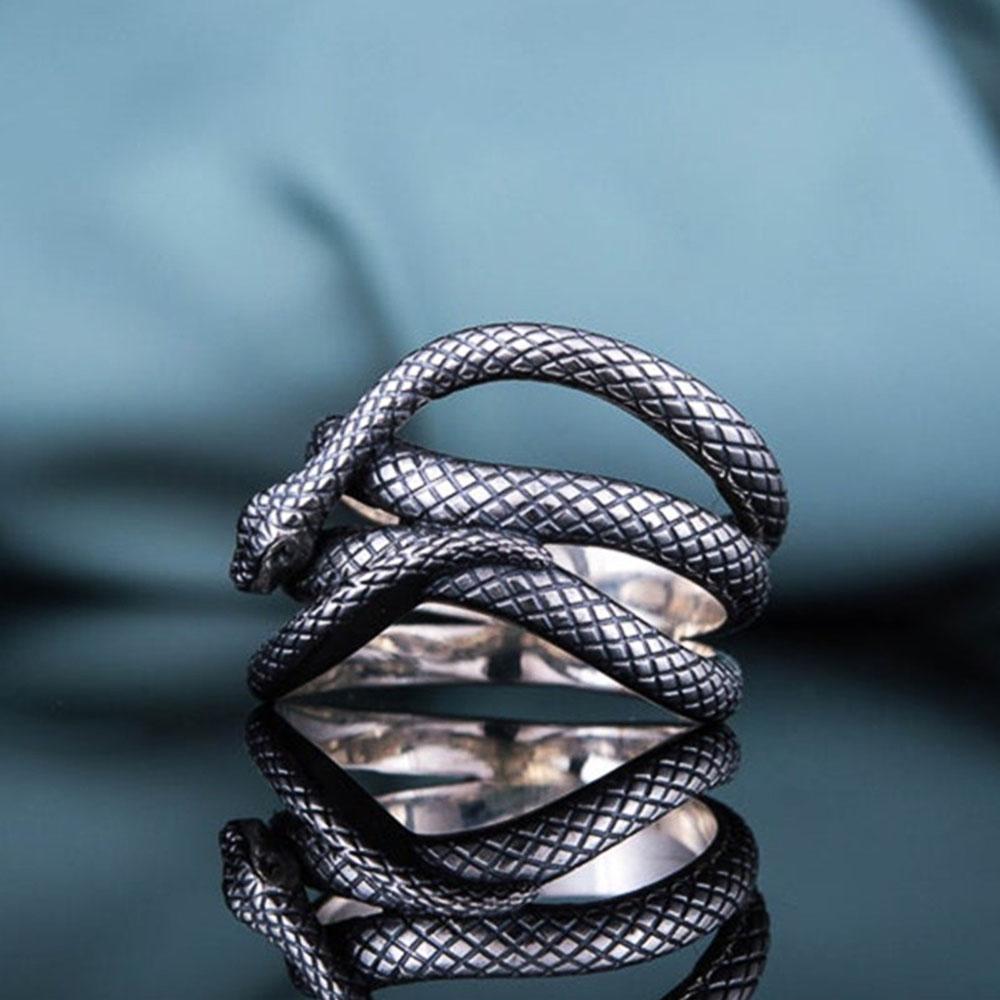 Huitan Newly Snake Rings for Women Punk Style Antique Color Vintage Party Accessories Personality Female Ring Animal Jewelry