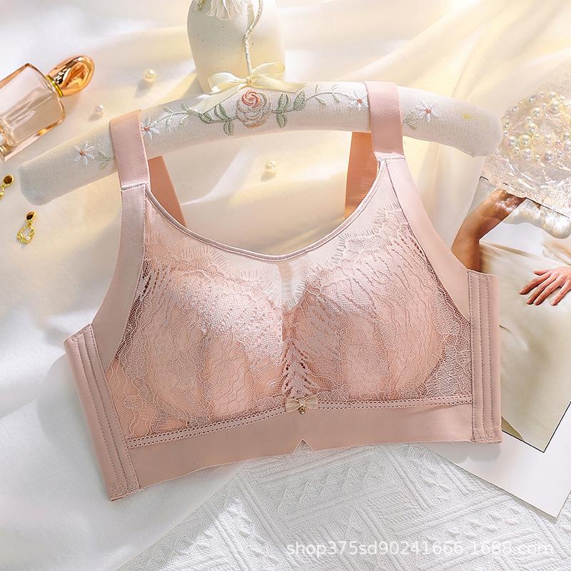 Lace Bandeau Breathable Thin Adjustable Large Cup Bra CD