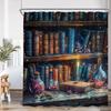 Wizard Magic Halloween Shower Curtain Magical Bookshelf Pharmacist Witch Room Astrology Bathroom Decoration Vintage Bath Curtain