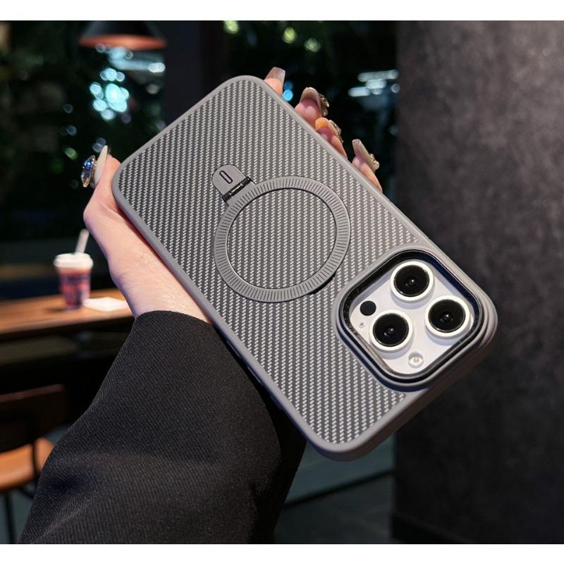 

Blue Shield Kevlar Bracket Suitable for IPhone16ProMax Mobile Phone Case Apple 15 Magnetic Carbon Fiber Protective Case iPhone16