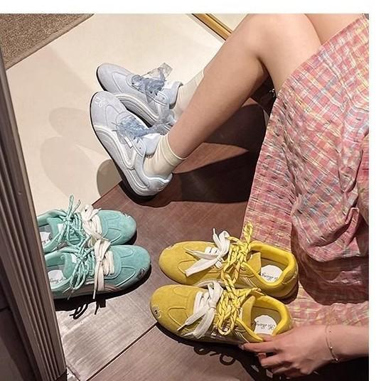 Argand Training Shoes Women's New Autumn and Autumn Round Head Mint Green Racing Shoes Versatile Flat-bottomed Casual Sports Shoes