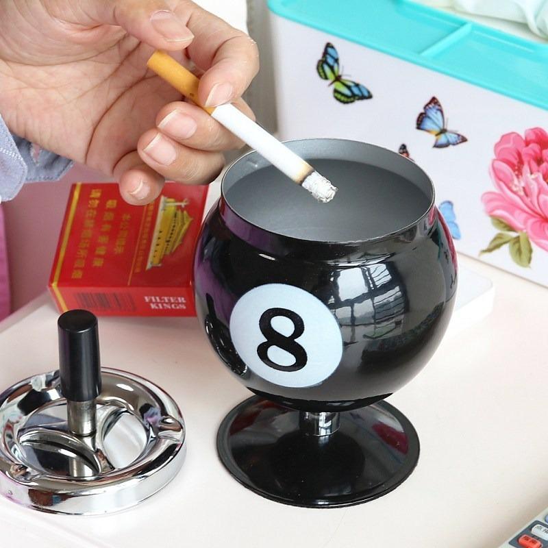 Hot Selling Creative Metal Ashtray Lidded Anti Smoke Ash Flying For Office Billiard Bar KTV Home Decor