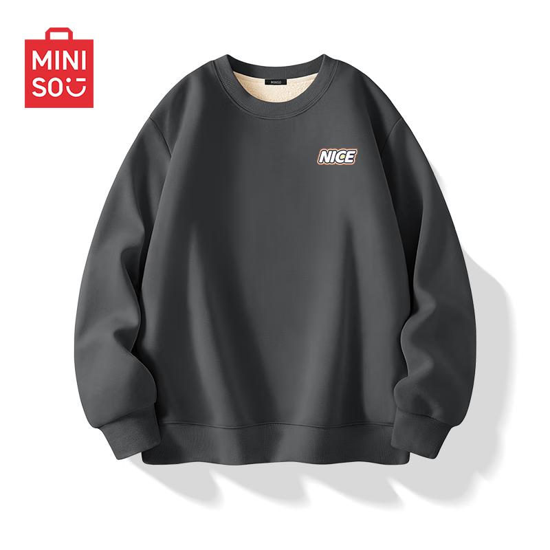 

MINISO Men s Fleece-Lined Crewneck Sweatshirt L
