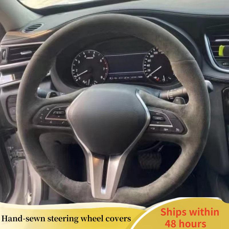Car Steering Wheel Cover For Infiniti Q50 2018- Q60 2016 2017 2018 QX50 Ized Suede DIY Steering Wheel Braid