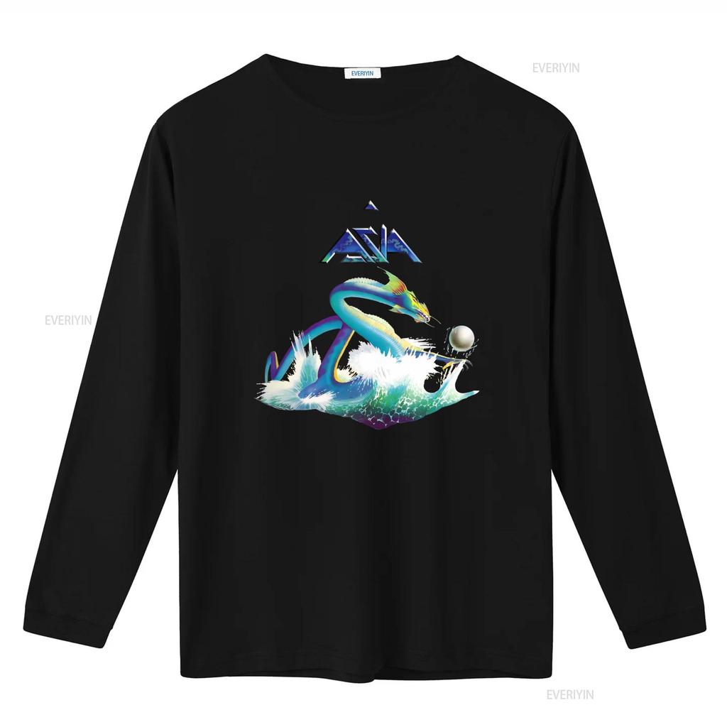 Vintage Asia Band Mens T Shirt Black S to 5XL Retro Design with Colorful Dragon and Wave Print vintage Washed homme Breathable