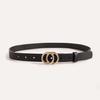 Ladies Double Ring Pu Belt With Alloy Clasp For Stylish Daily Accessory