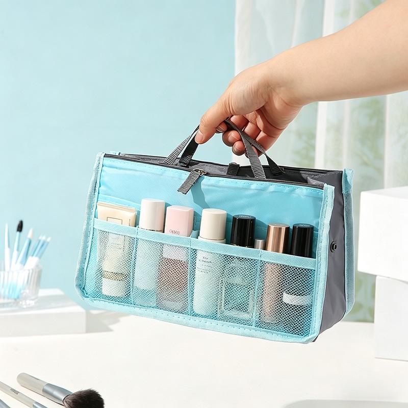 Multifunctional Double Foldable Makeup Bag Large Capacity Thickened Sorting Storage Bag Travel Handheld Leisure Bag for Cosmetics and Digital Gadgets