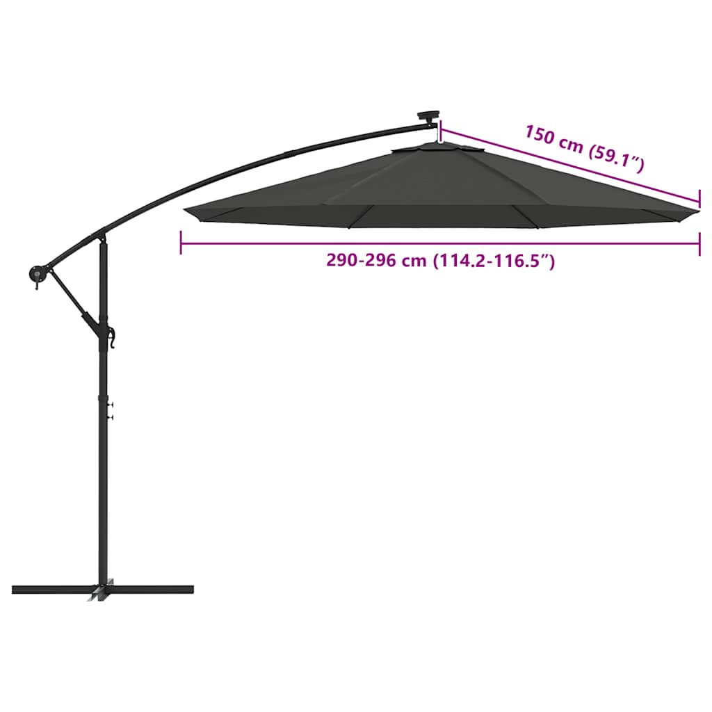 Replacement Canopy for Cantilever Umbrella Anthracite Grey 300 Cm