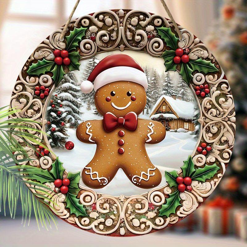 Christmas Decoration Sign,indoor Hanging decorations,2D Flat Wooden Products with Gingerbread Man pattern,Christmas Gifts for Friends and Family