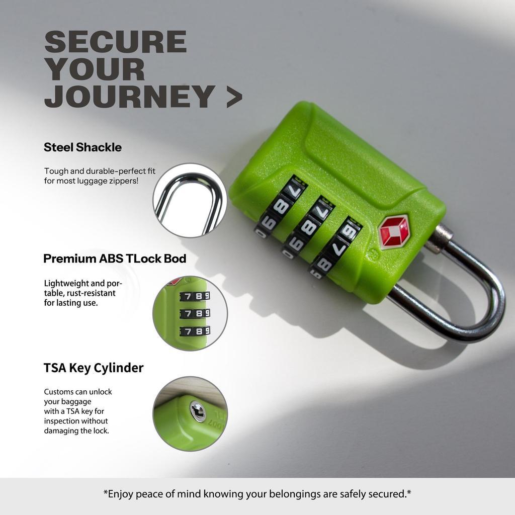 TSA Approved Zipper Password Padlock for Suitcases, Gym Cabinets, and Bags