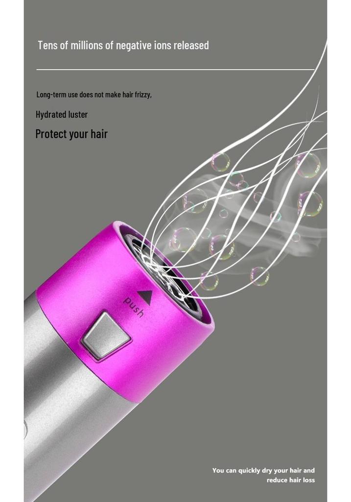 5-in-1 Rotating Hot Air Brush & Curling Iron - Multi-functional, No-Damage Big Wave Hair Dryer