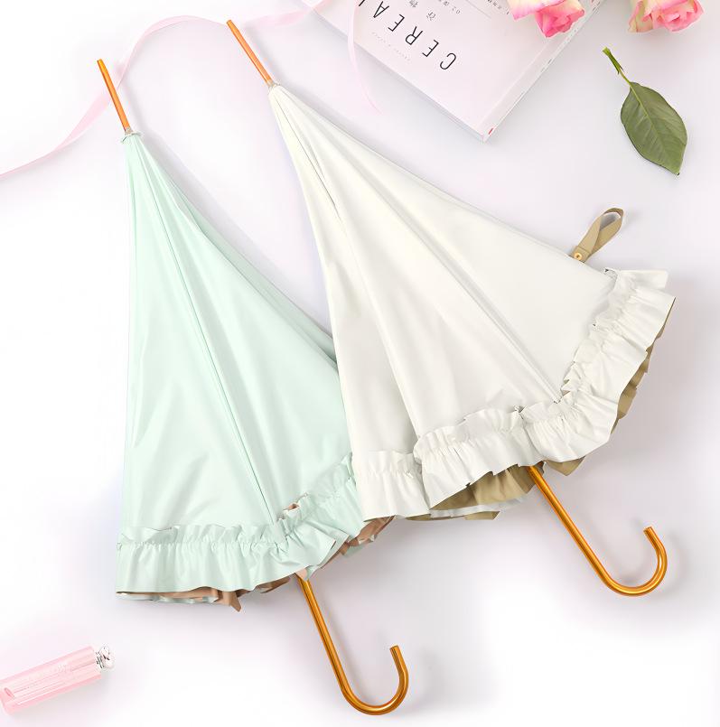 New 8-bone straight rod color glue fabric sunscreen sunshade lace umbrella high-grade light luxury sun umbrella advertising long-handled umbrella