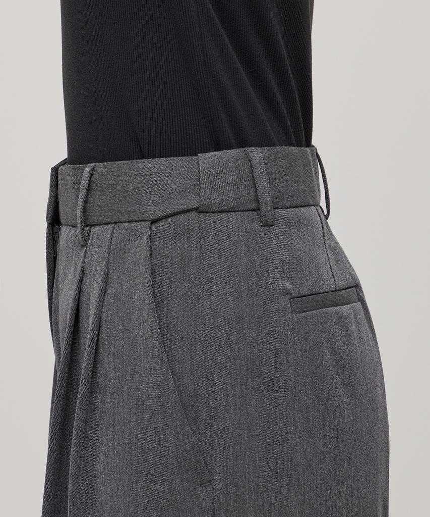 MUSINSA STANDARD WOMAN Women'S High-Waisted Wide Hidden Banding Slacks [Medium Gray]