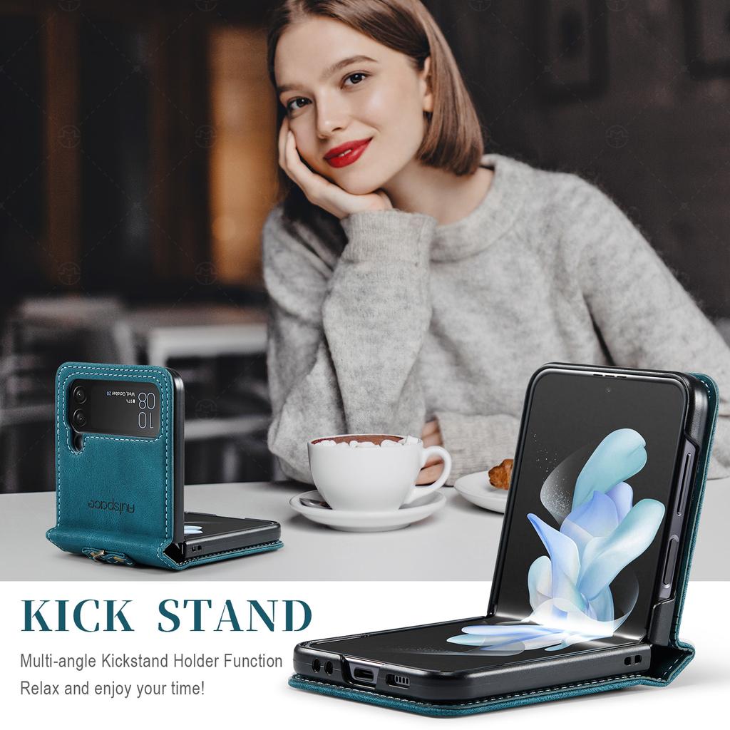 Bequeme Handytasche aus Leder mit Lanyard für Samsung Galaxy Z Flip4 Flip 4 5g Zflip4 Rutschfestes Handy-Zubehör Funda