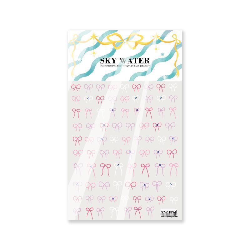 SKY Korean-Style Crystal Bow Nail Art Stickers - Shiny Diamond Adhesive for Nails