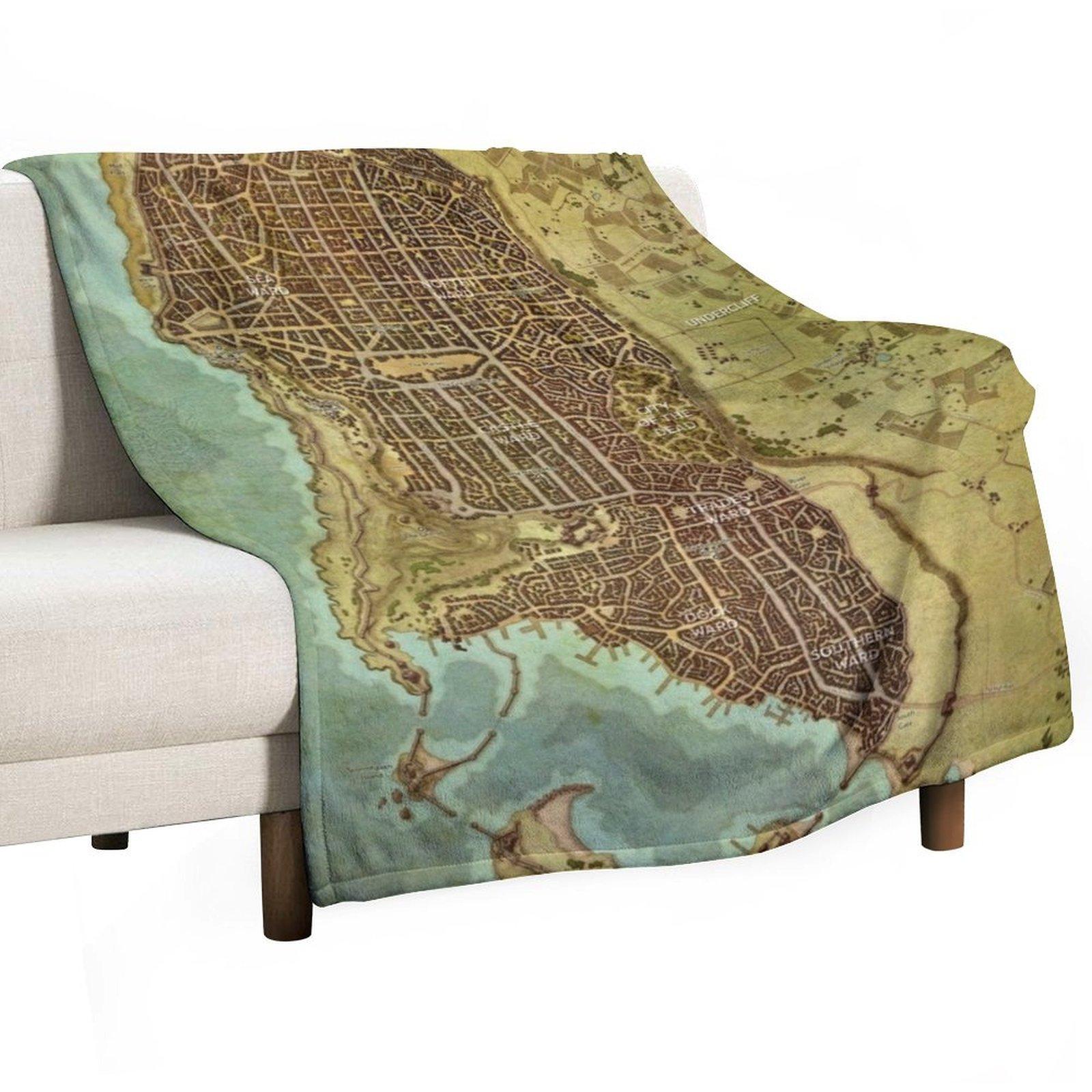 

Waterdeep City Map 2 Throw Blanket Soft Beds halloween decorative Bed linens Blankets 30x40in