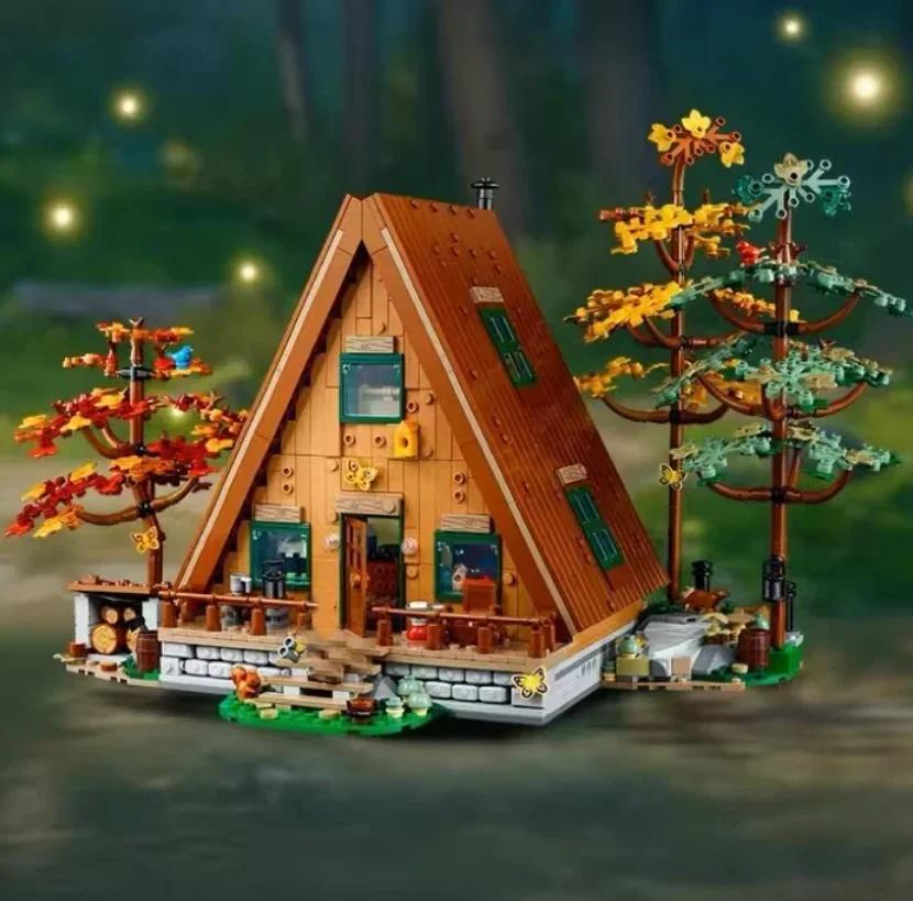 Ideas A-Frame Cabin Collectible Display Set Buildable Model Kit blocks for Adults Gift for Nature and Architecture Lovers