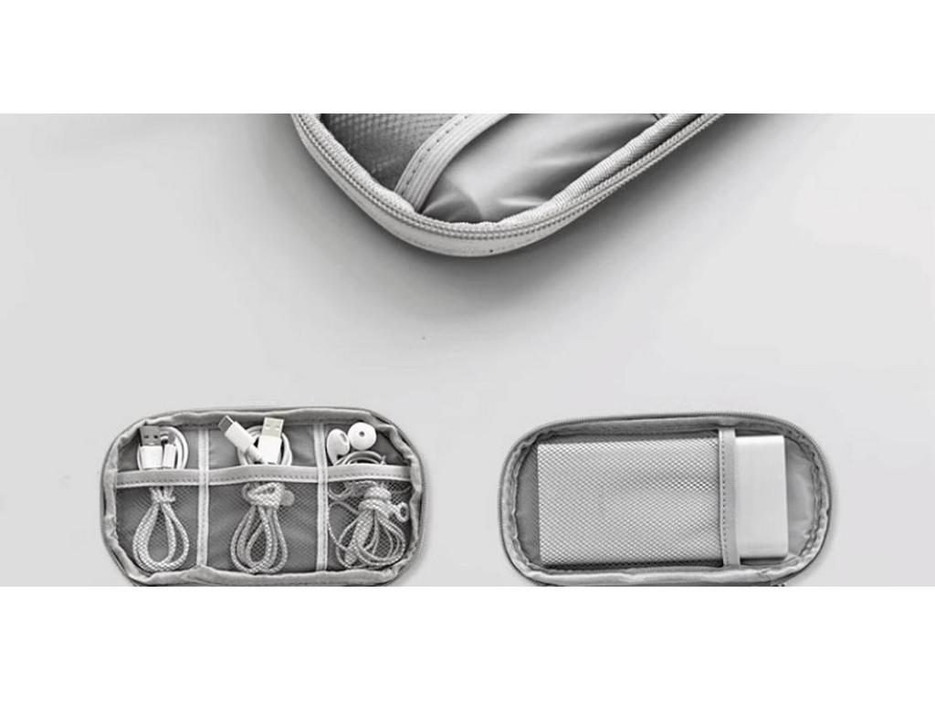 Portable Travel Essential: Data Cable, Power Bank, and Earphone Storage Bag