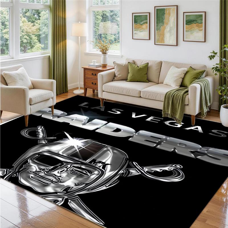 Las Vegas Raiders Design Crystal Velvet Rug Soft Decorative Mat for Bedroom Entrance