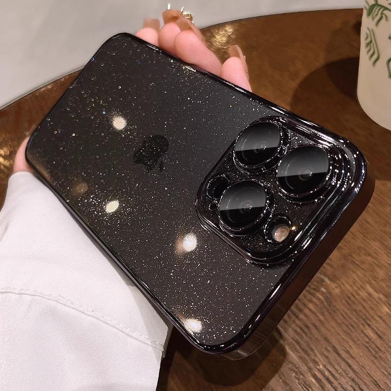 Starry Sky Glitter Applicable To Apple 17 Promax Mobile Case Electroplating IPhone 15 Transparent with Lens Film Protection Case