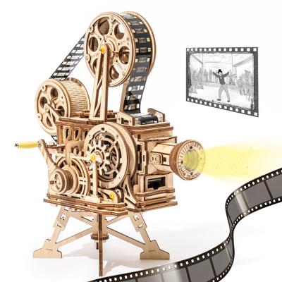 Handkurbelprojektor Klassischer Film Vitascope 3D-Holzpuzzle Handwerksbauspielzeug für Kinder Erwachsene