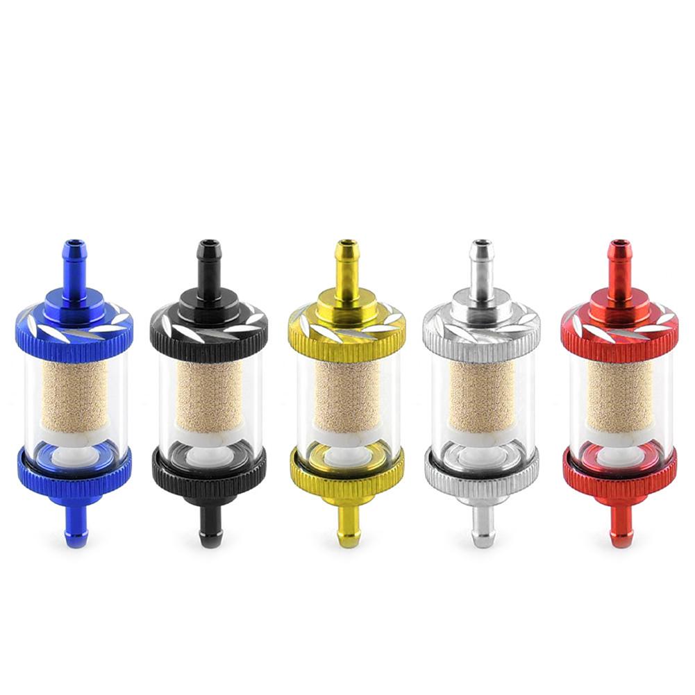 6mm Motorcycle Glass Gas Fuel Gasoline Copper Core Oil Filter CNC Aluminum Alloy Moto for ATV Dirt Pit Bike Motocross Accessories