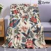 English Chintz Floral Lightweight Microfiber Soft Christmas Fleece Blanket Warm Cozy Throw for Bed Sofa Office Travel All Season