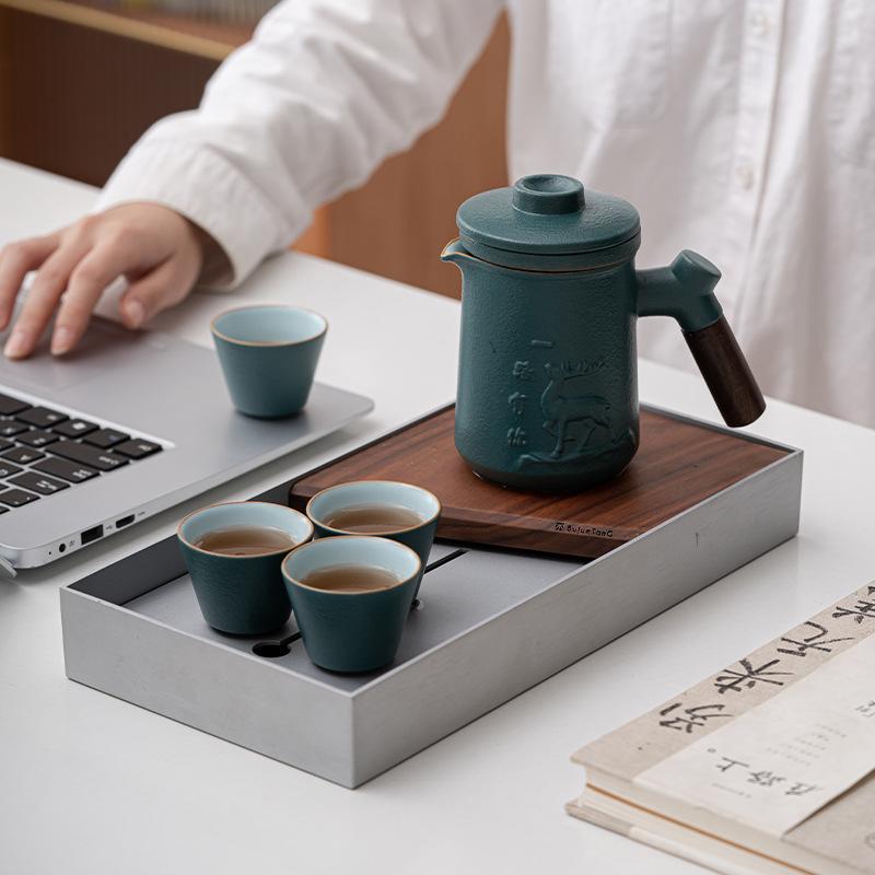 

Travel Kung Fu Tea Set Kuaike Cup Small Set Single Portable One Pot Four Cups Outdoor Tea Pot Tea Cup