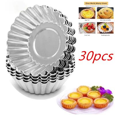 10/20/30 Pezzi Stampo per Tarte all'Uovo Buona Conducibilità Termica Leggero e Durevole Facile da Sformare per Cuocere Mini Tarte Torte Cupcake Muffin