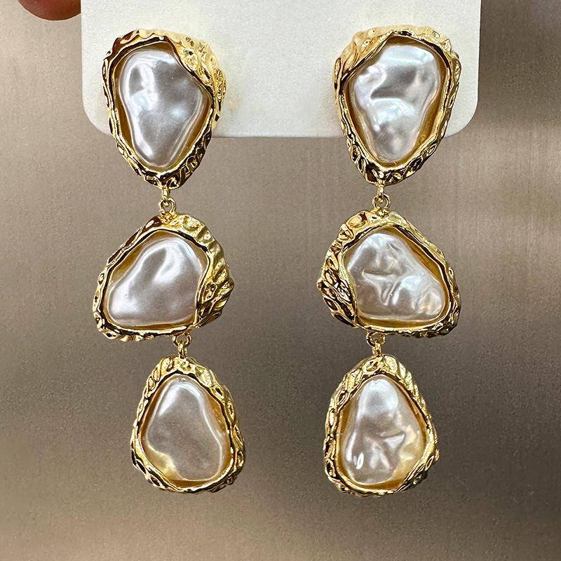 Übertriebene Lange Quasten Imitation Perlen Ohrringe für Damen Mode Geometrische Wassertropfen Ohrringe Luxuriöser Damenschmuck Geschenk