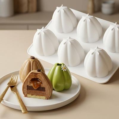 Silicone 6-Cavity Baking Molds Baking Tool  for Petal Mousse Cake Nut Chocolate Pudding Dessert