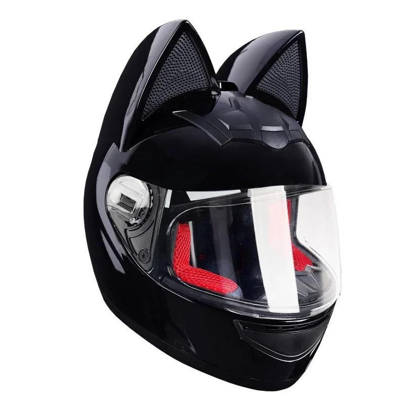 Motorcycle Helmet Moto Cat Ears Streamlined Helmet For Women Men Full Face Breathable Casco Moto Helmets DOT Approved