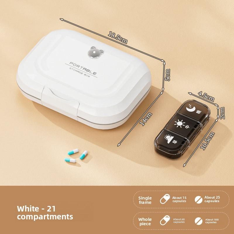 Portable Weekly Medicine Organizer With Sealed 21 Compartments For Travel And Home Use