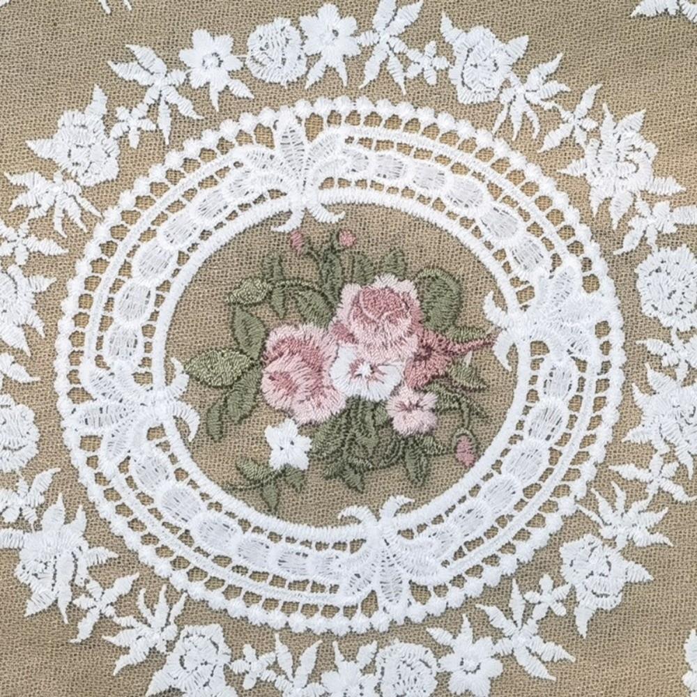 Elegant Lace Trim Embroidered Table Cover White Hollow Lace Table Cloth Round Doily Coffee Coaster Home Decor