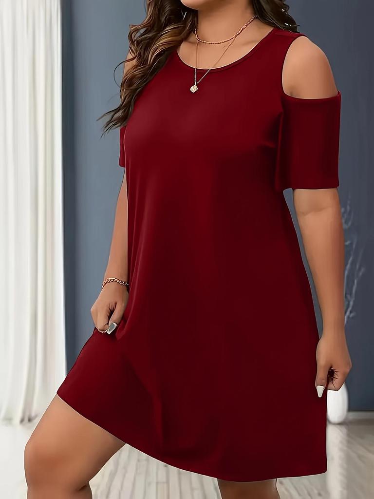 2026 Spring/Summer Plus Size Off-the-Shoulder Short Sleeve Dress for Women