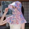 Printing Tea Picking Hat Sun Protection Neck Protection Hat Breathable Sunshade Shawl Cap  Fishing