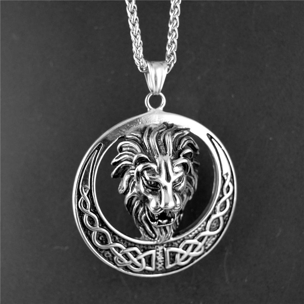

Винтажная подвеска-ожерелье из титановой стали в виде головы льва - Европейская и американская трендовая бижутерия (STN583) Pendant + Chain