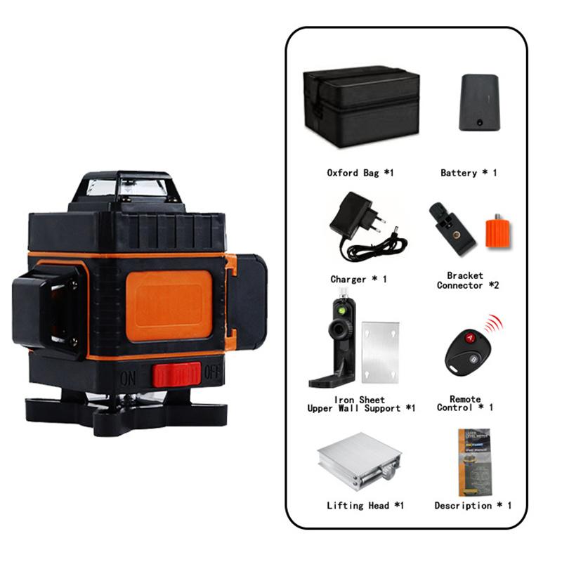 

16 Line High Precision Green Beam Laser Level Suitable for indoor and outdoor self-leveling 360 degree horizontal and vertical super laser level US Plug