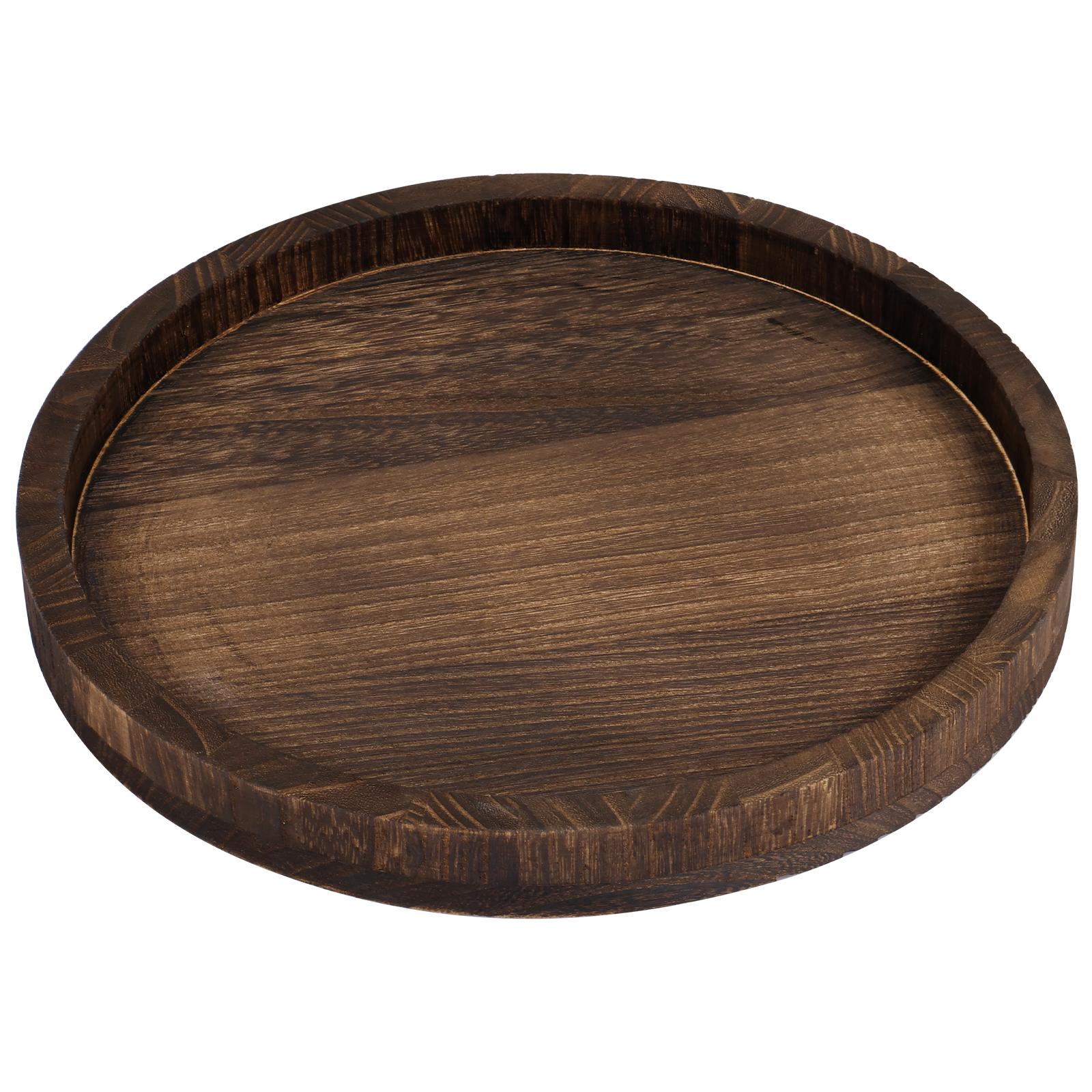

Circular tray wooden tray retro 30cm circular dessert tray multi-purpose candle holder tray dining table decoration tray