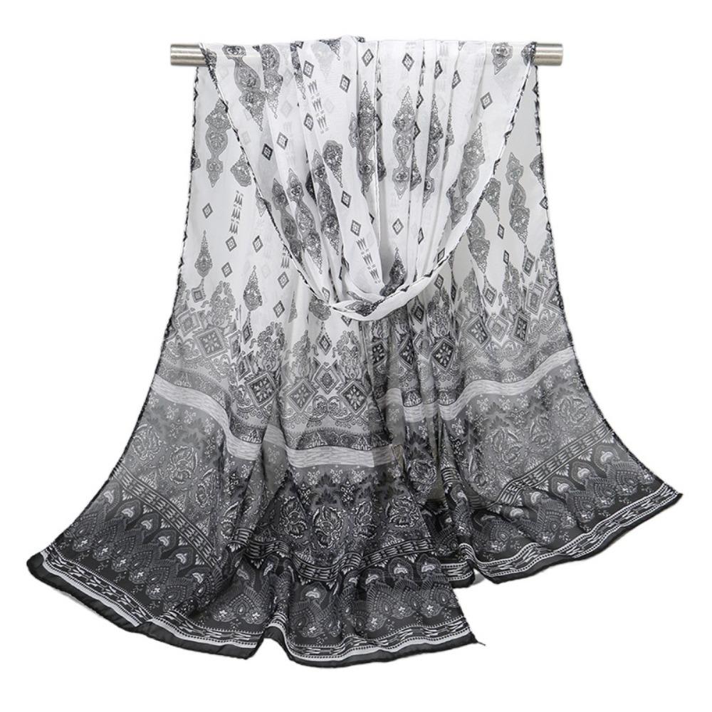 

Floral Printing Sunscreen Shawl Thin Female Wrap Shawls New Shawl Silk білий