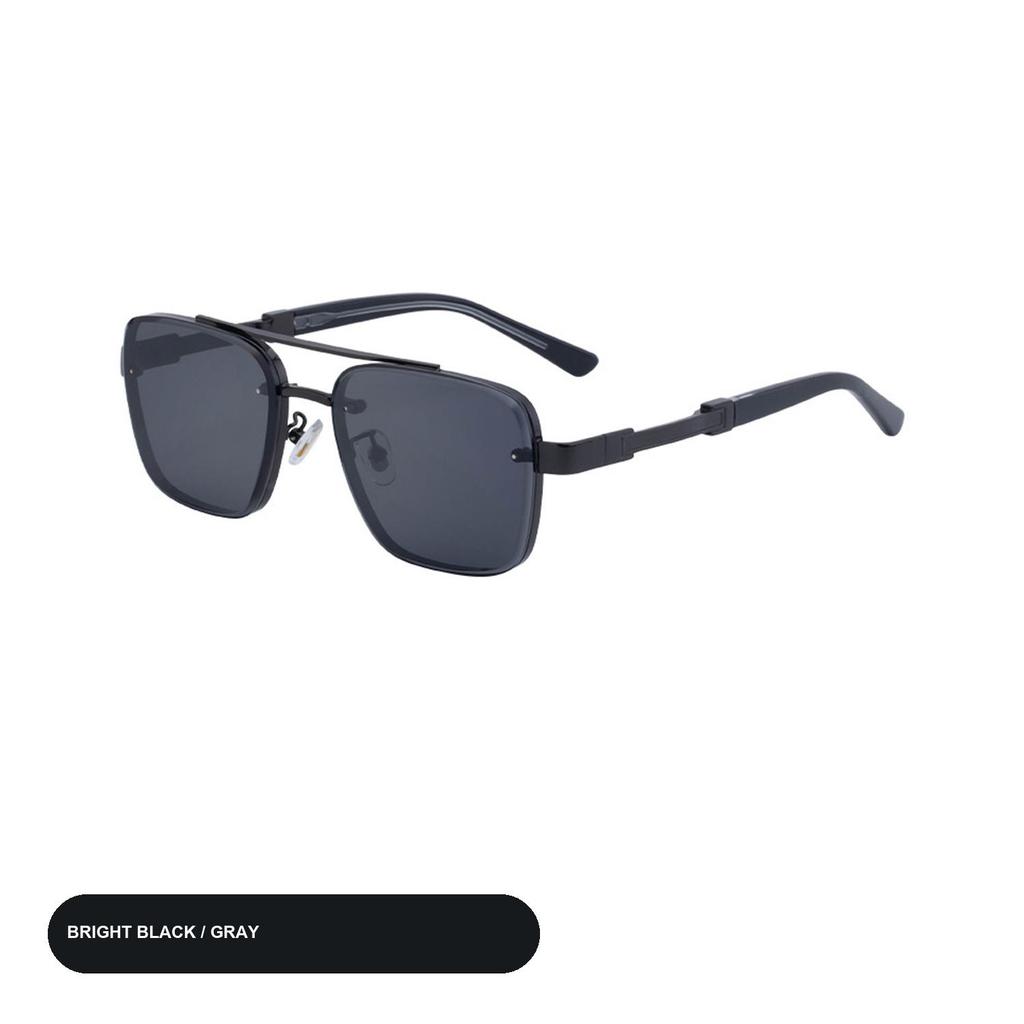 Retro Square Sunglasses for Men, Vintage Double Bridge Metal Frame Sun Glasses, Classic Fashion Eyewear for Driving Travel Outdoor