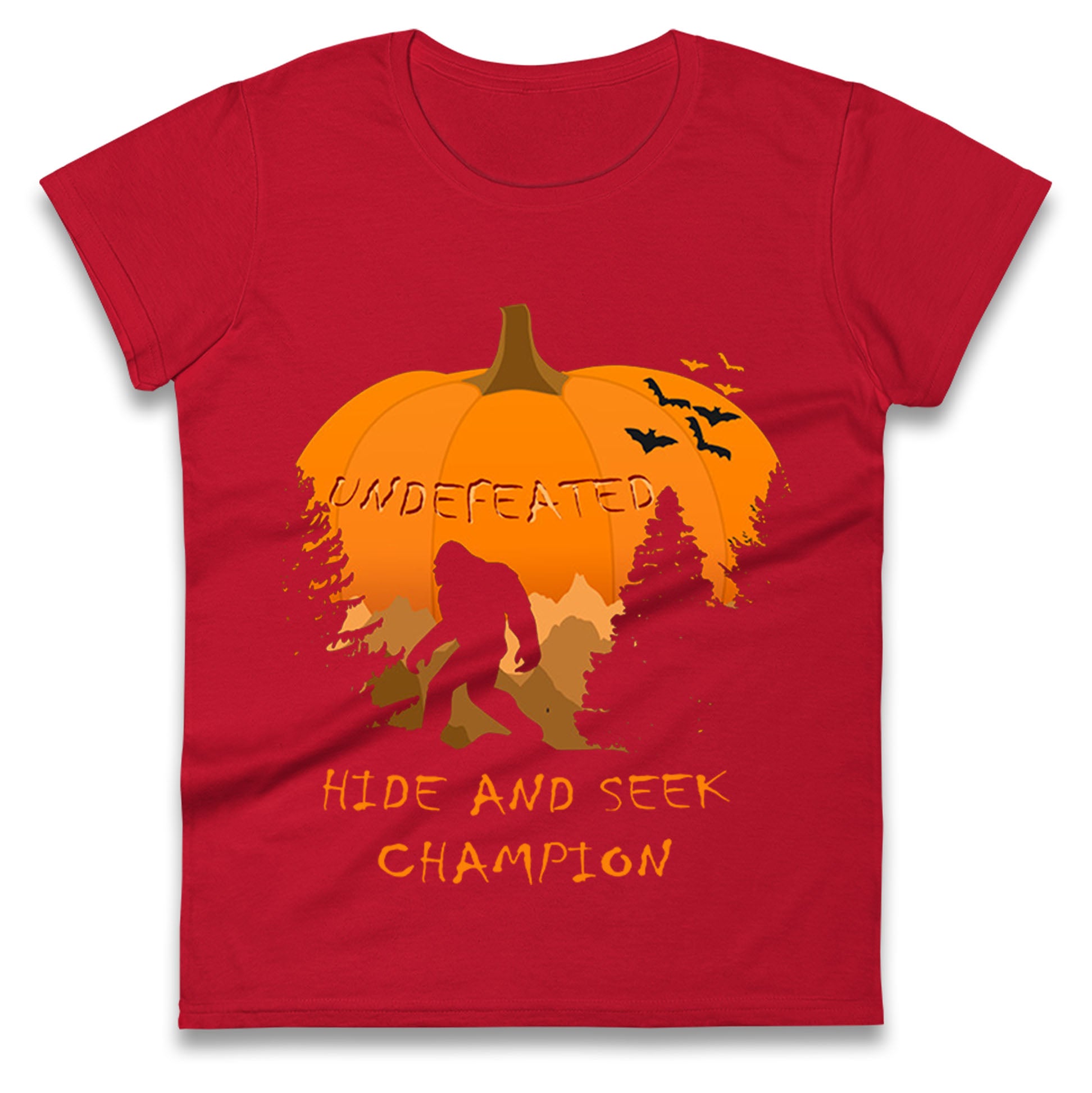 

Big Foot Hide And Seek Halloween Womens T Shirt Mens Tops Tees Unisexs XL