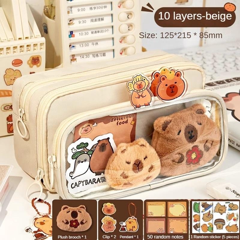 Multi-layer, Large-capacity Pencil Case [10 Layers, Detachable] with Accessories Included.