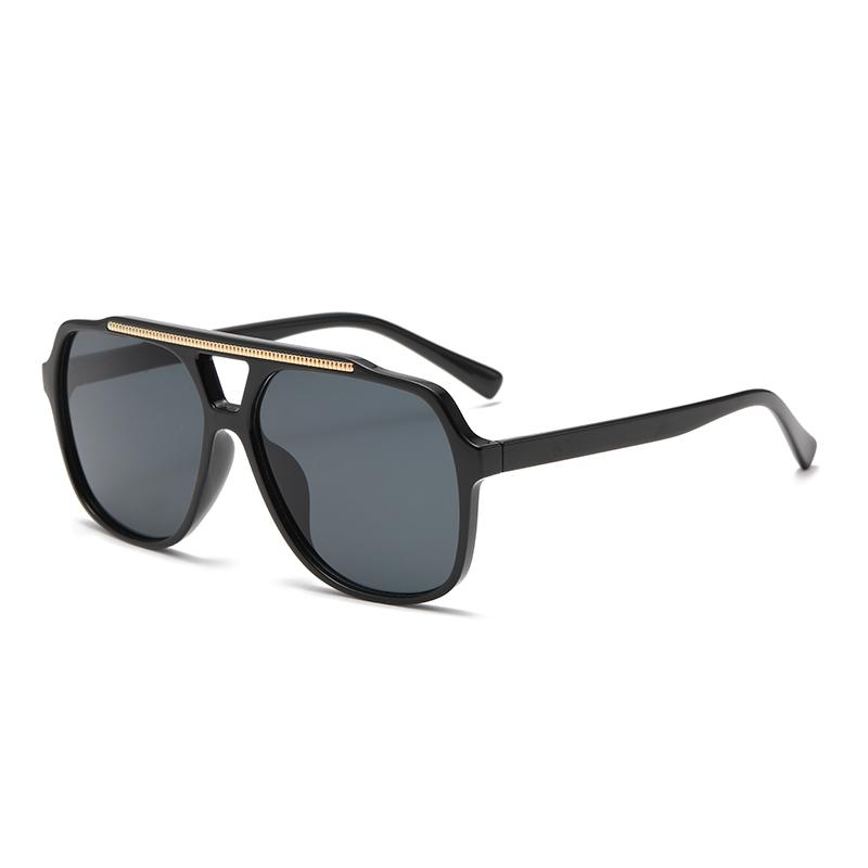 New Fashion Minimalist Ocean Piece Sunshade Sun Glasses Retro Double Beam Pilot Eyeglasses Uv Protection Female