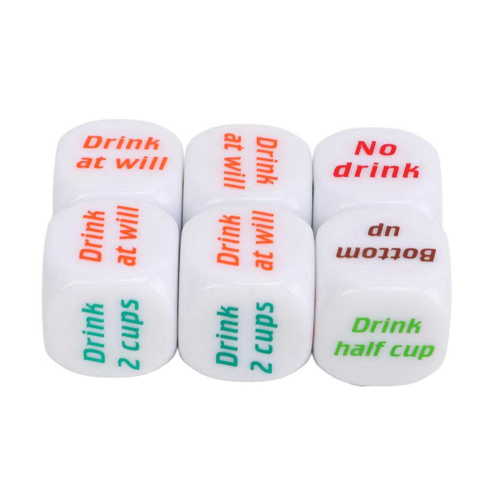 12PCS English Wine Order Dice White Dice Props Plastic Dice Toy for Bar Home Party