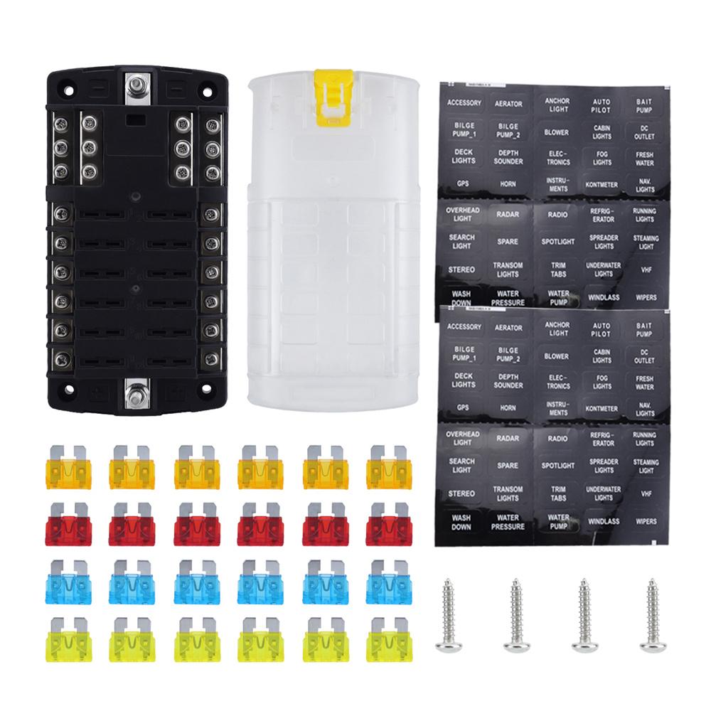 

100A 32V 12 Way Blade Fuse Block Fuse Box For Car Truck Boat Marine