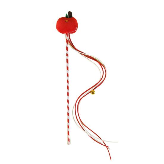Christmas Cat Teaser Wand Interactive Toy Cartoon Apples Christmas Tree Star Gingerbread Man Plush Rod for Cats Safe Material Pet Supplies