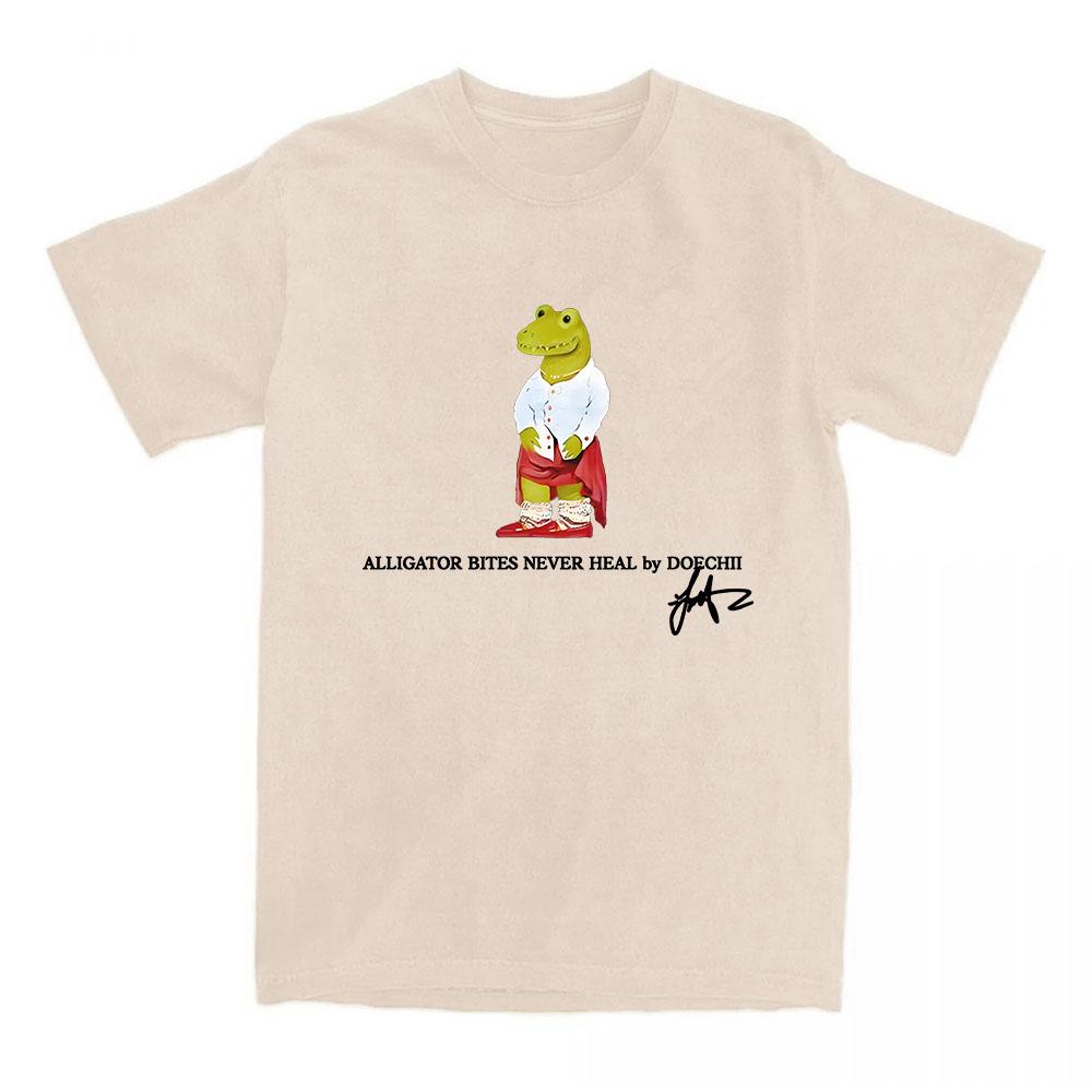 DOECHII Alligator T-Shirt Baumwolle Kurzarm Mode Damen T-Shirts Unisex Hip Hop Streetwear Lässig Rundhals Weich Damen T-Shirt